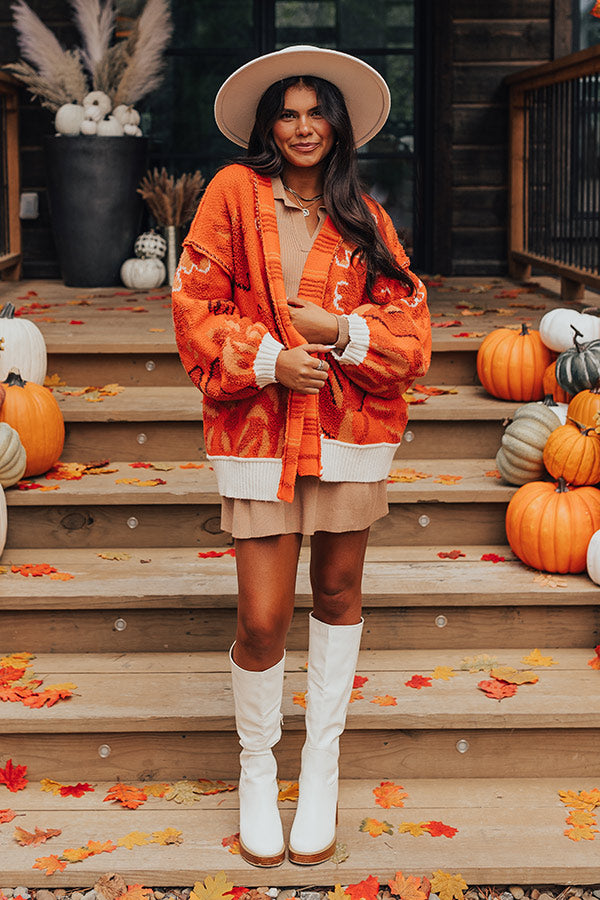 Premium Orange Knit Cardigan - Cozy Layering Essential