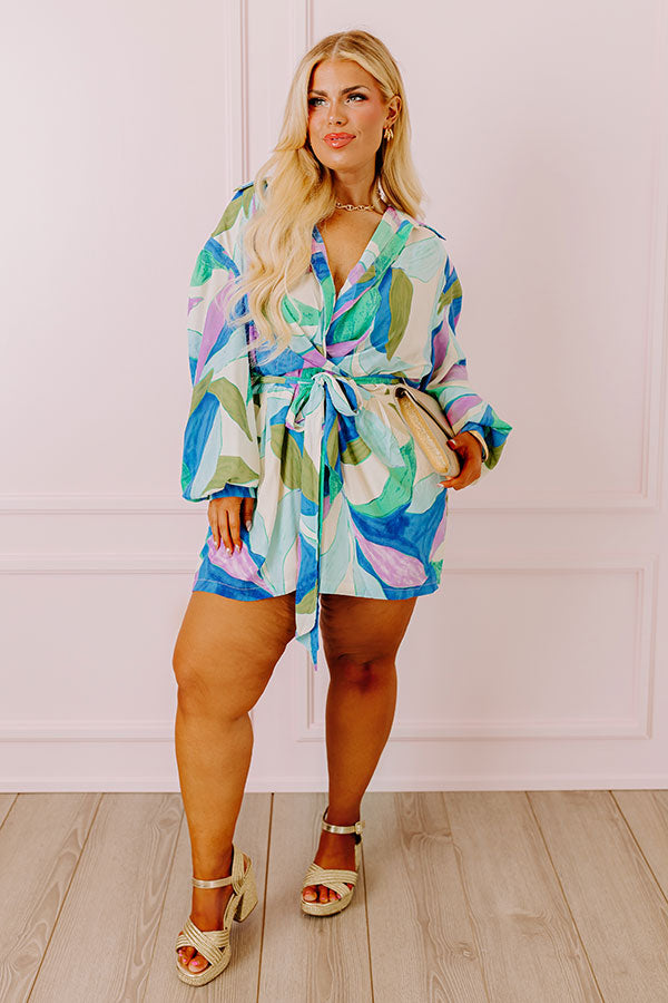 Premium Ocean Blue Curves Romper - Ultimate Casual Chic