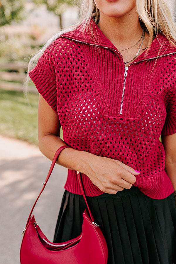 Premium Cozy Lifestyle Knit Top - Red