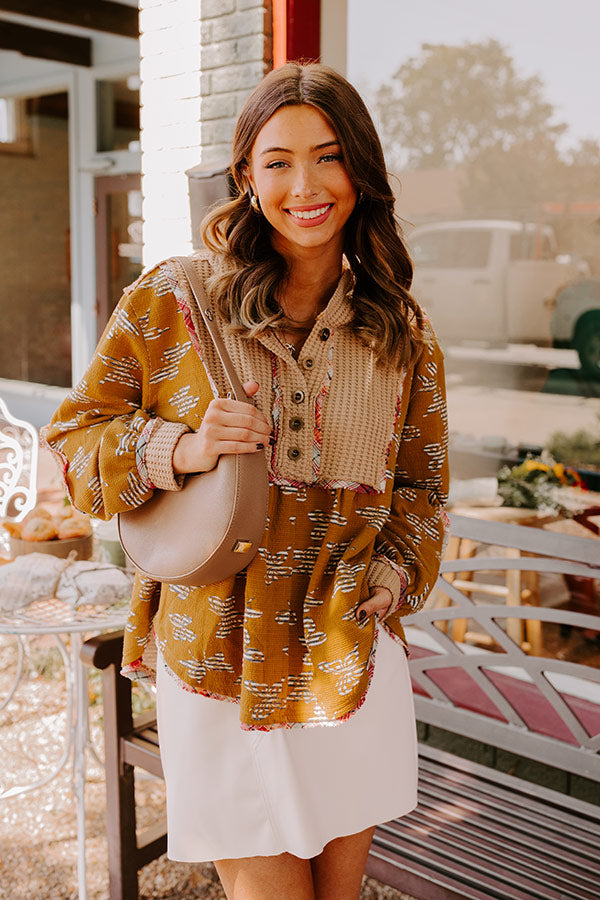 Premium Heart Flutters Knit Sweater in Mustard - Ultimate Casual Style
