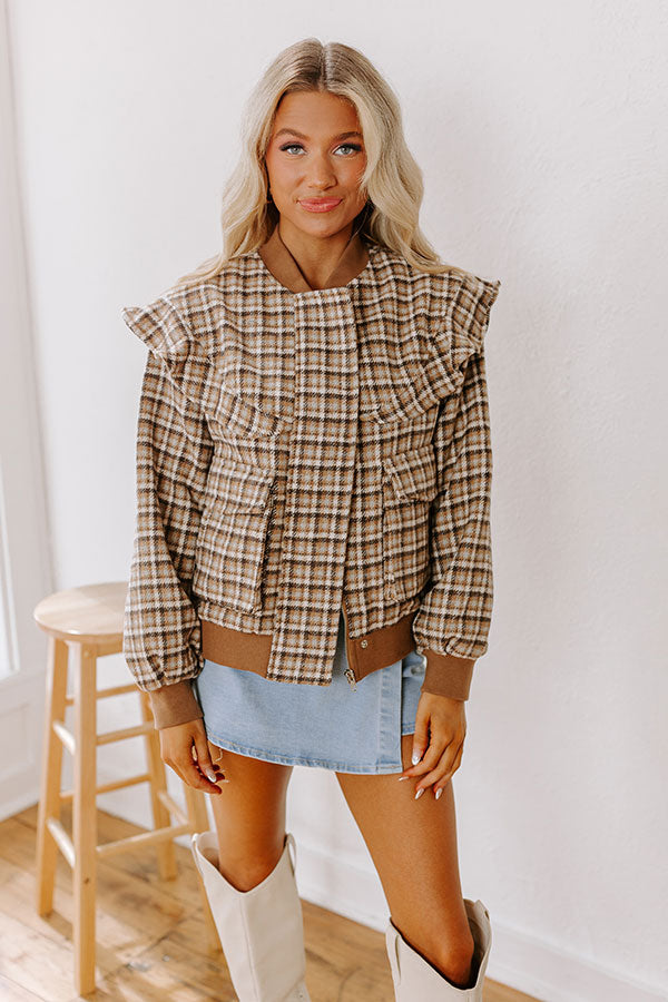 Premium Chai Latte Plaid Jacket - Ultimate Cozy Style