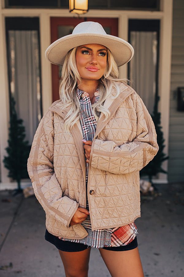 Premium Bonfire Nights Quilted Jacket - Ultimate Warm Taupe Style