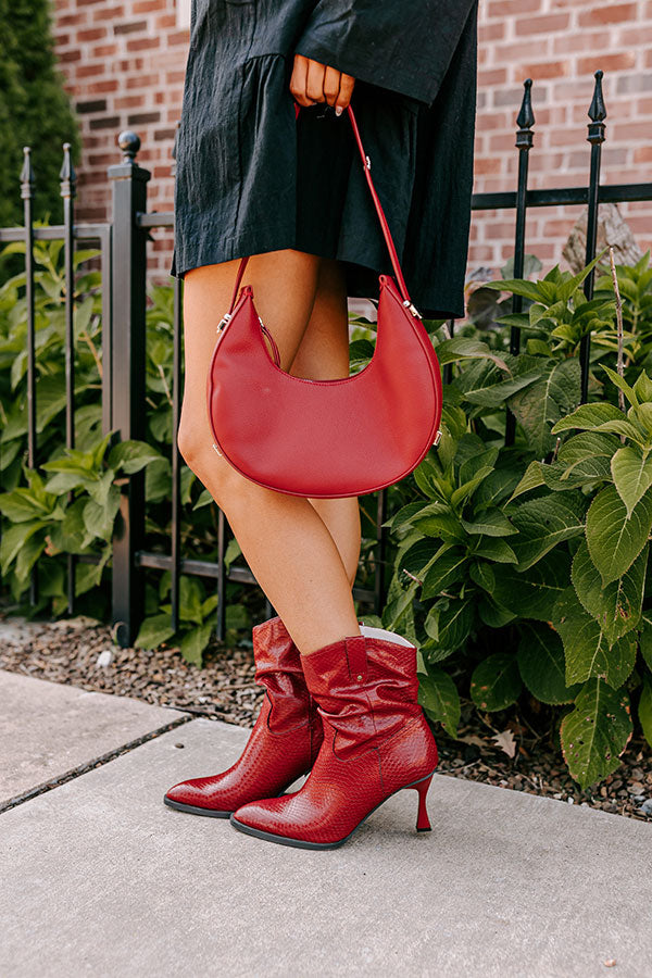 Premium Eliza Faux Leather Bootie in Rich Wine