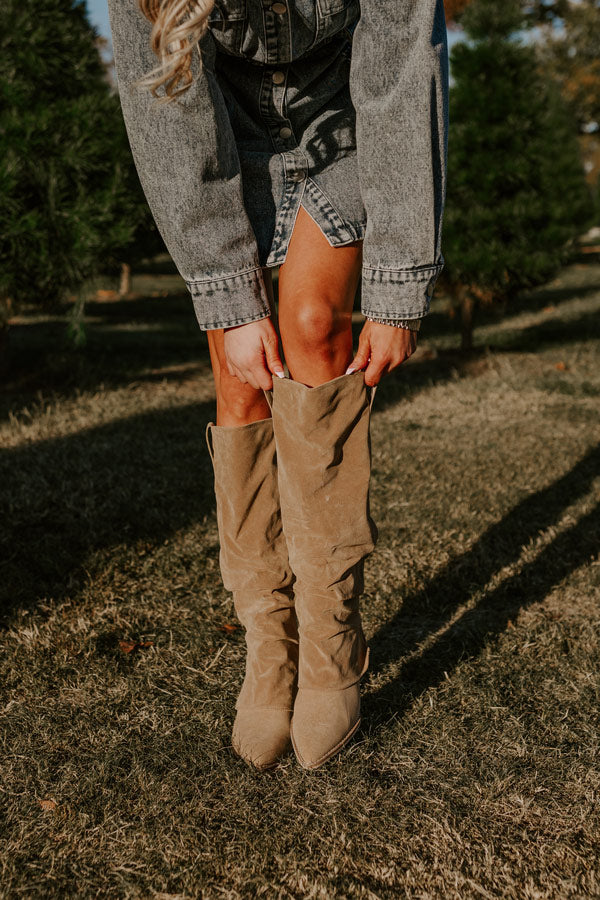 Premium Faux Suede Knee-High Boots in Taupe - Ultimate Style & Comfort