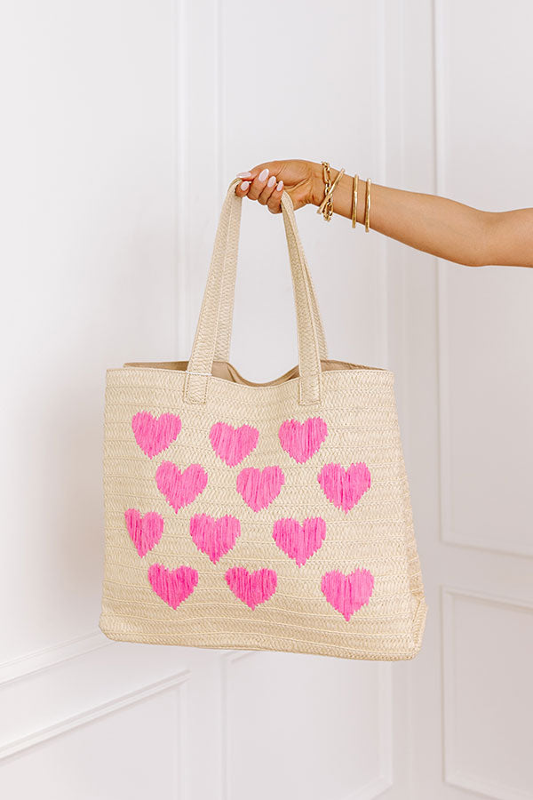 Premium Sweethearts Woven Tote - Natural & Stylish