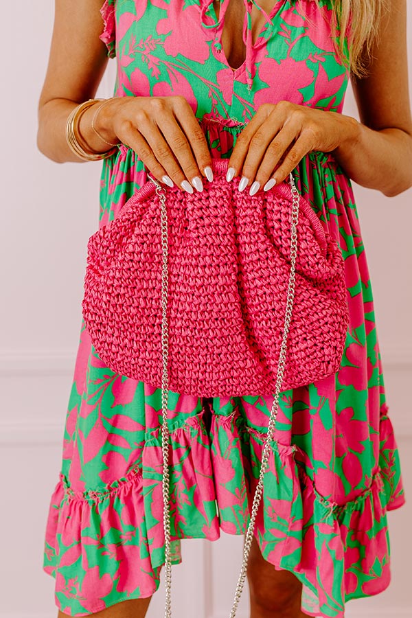 Ultimate Coral Cove Woven Crossbody Bag in Hot Pink - Trendy & Spacious