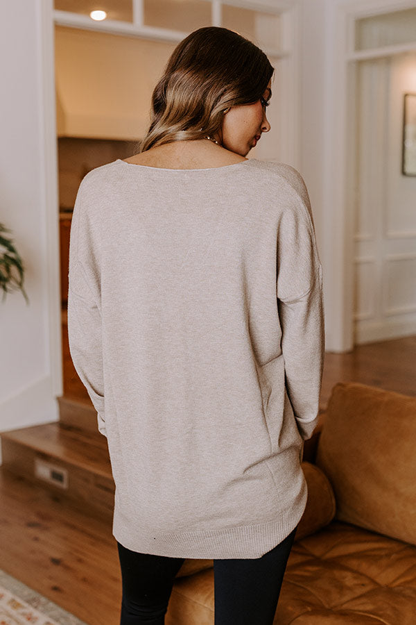 Premium Fall Latte Shift Sweater - Light Warm Taupe