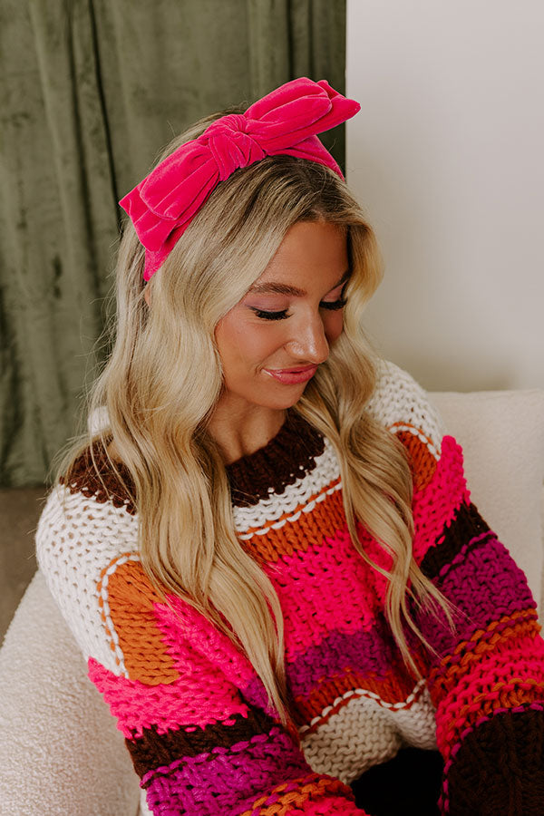 Premium Velvet Elegance Headband - Hot Pink