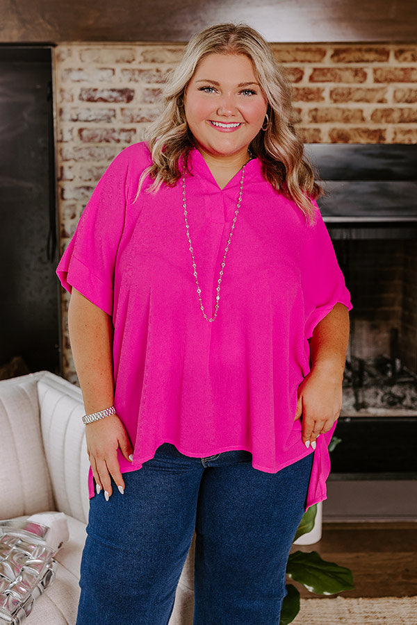 Premium City Escape Shift Top - Hot Pink Curves | Ultimate Urban Chic