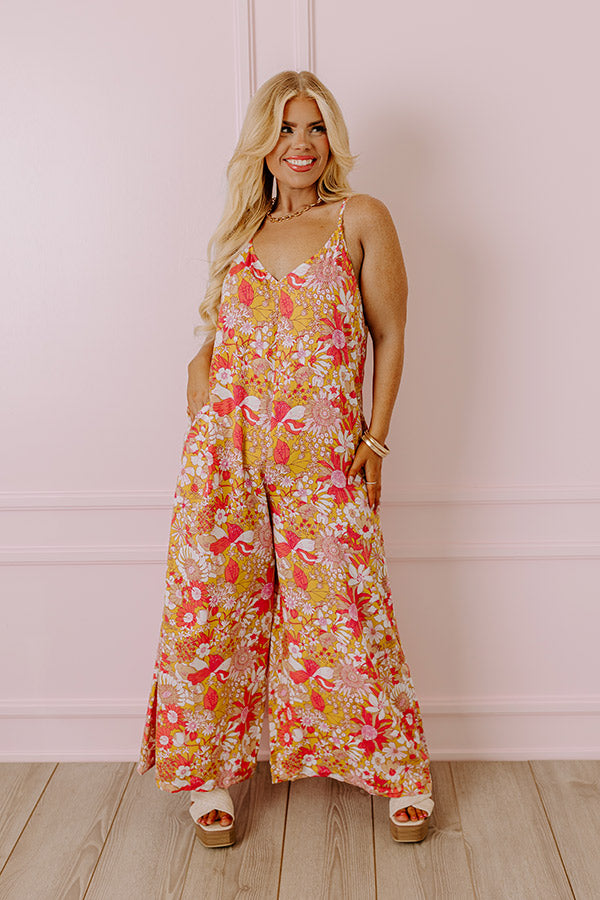 Premium Floral Jumpsuit - Primrose Yellow Curves