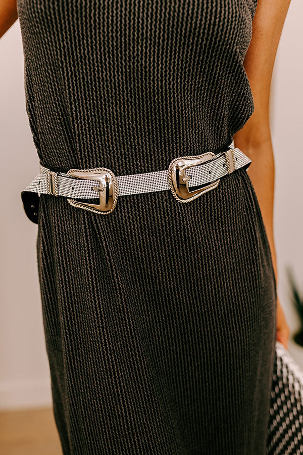 Premium Rhinestone Country Road Belt - Silver Sparkle Edition