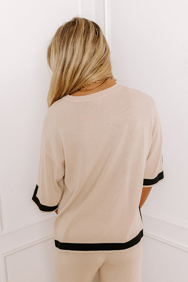 Premium Uptown Cafe Knit Shift Top - Light Beige