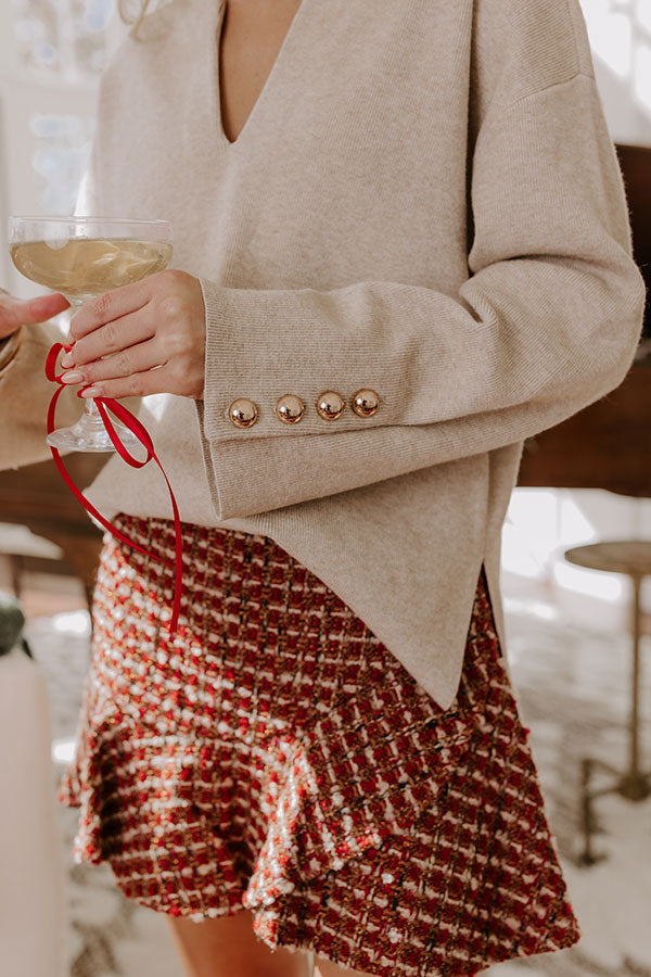 Premium Coffee Shop Cutie Knit Sweater Top in Oatmeal - Ultimate Chic Style
