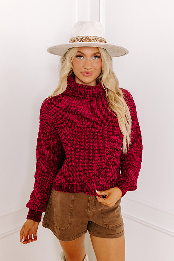 Ultimate Fall Leaves Chenille Sweater - Sangria Edition