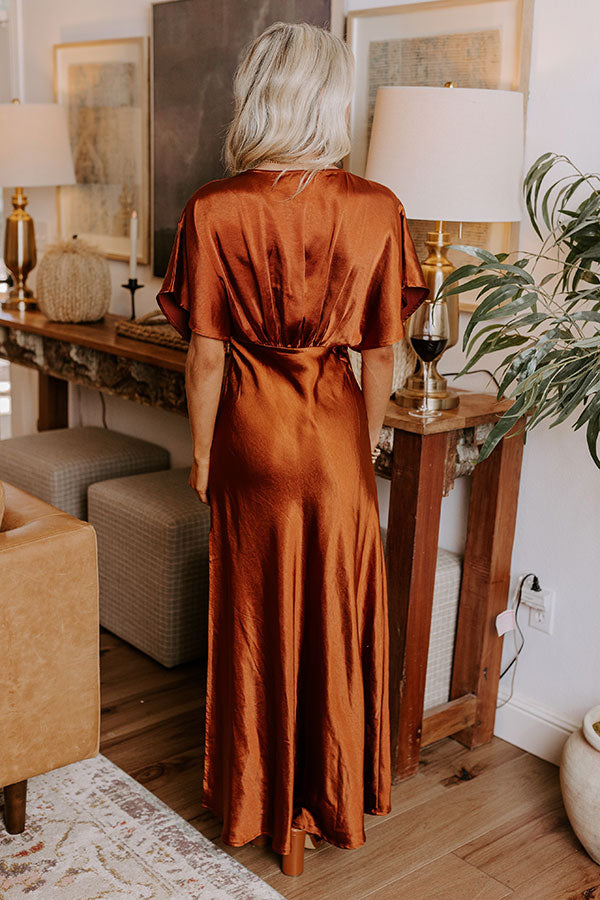 Premium Gala Moment Satin Maxi Dress - Dark Rust | Ultimate Glamour