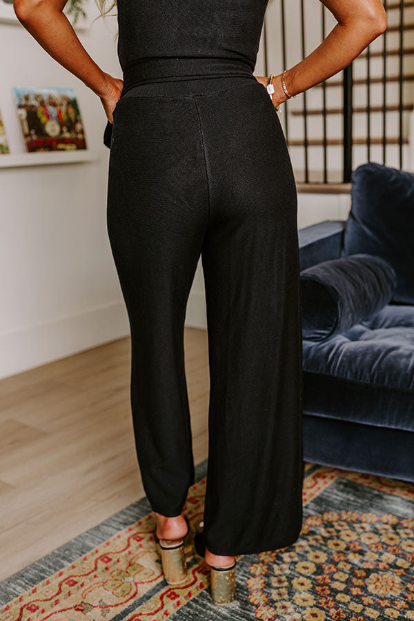 Premium Uptown Brunch High Waist Knit Pants - Ultimate Comfort & Style in Black