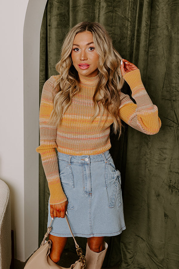 Premium Vermont Views Ribbed Knit Sweater in Honey
