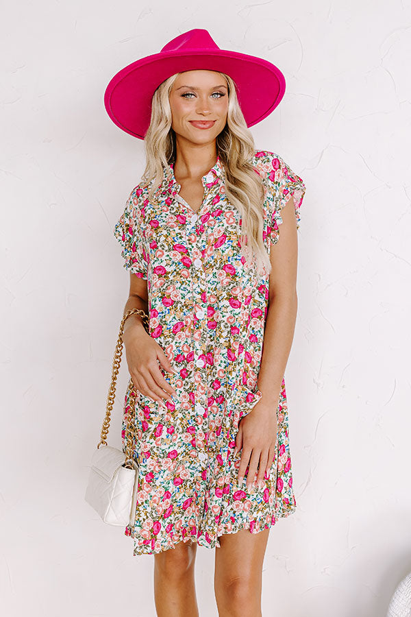 Premium Wild Rose Garden Mini Dress