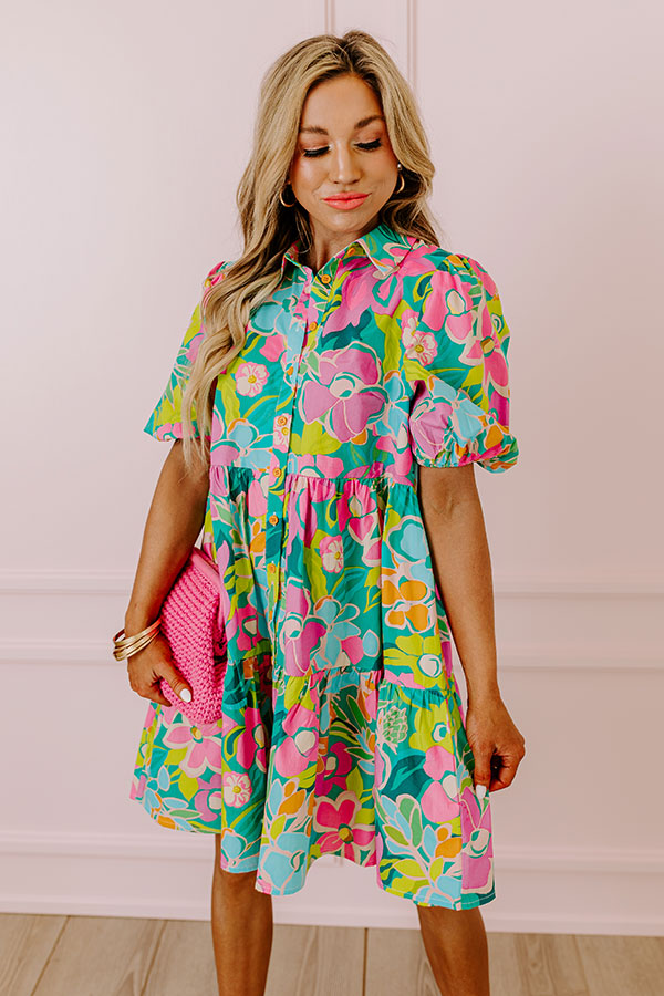 Premium Lagoon Luxe Floral Mini Dress - Ultimate Summer Style