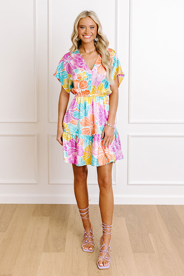 Tropical Escape Mini Dress - Coral Cove