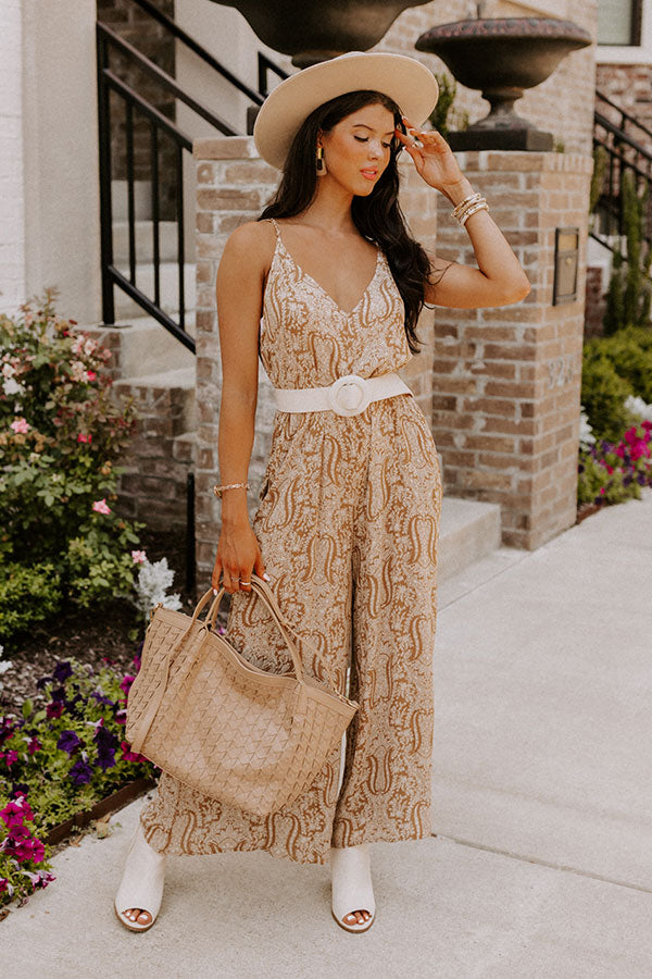 Ultimate Boho Beach Jumpsuit - Mustard Print