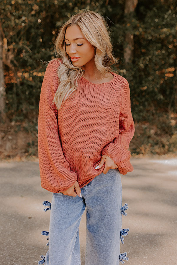 Premium Cozy A La Mode Knit Sweater - Rust