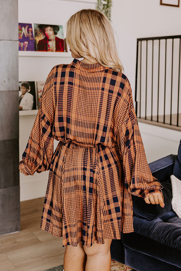 Premium Seasonal Shift Plaid Dress for Curves