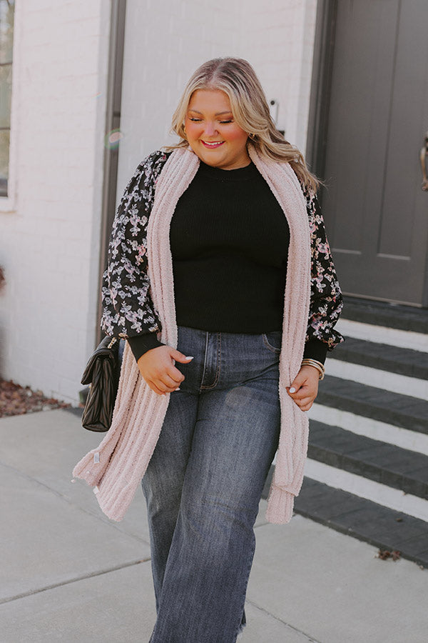 Premium Downtown Manhattan Knit Sweater with Floral Sleeves