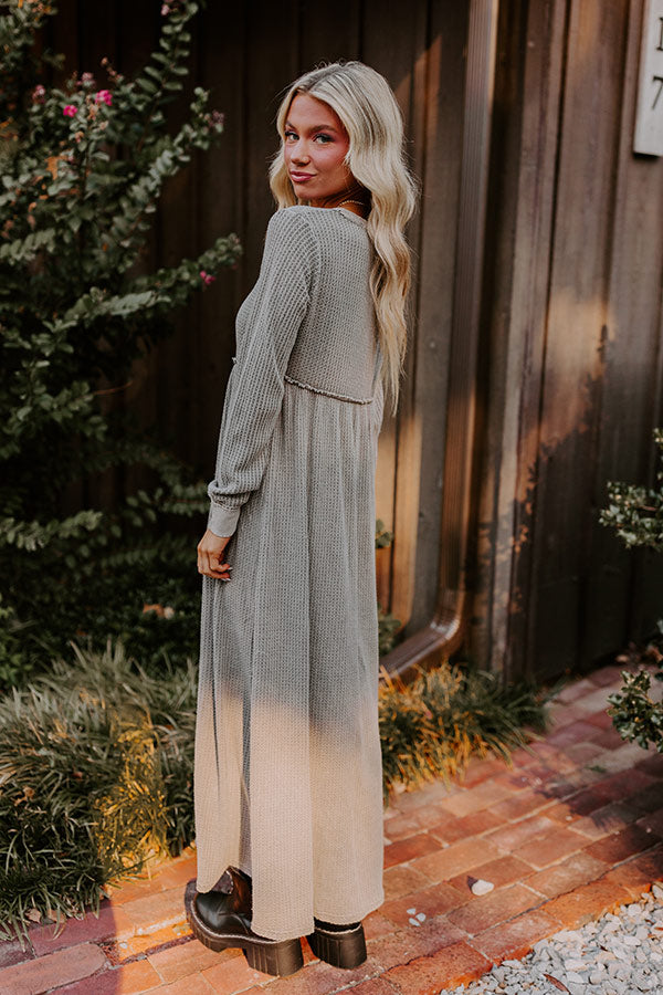 Premium Cozy Moment Waffle Knit Maxi Dress - Grey