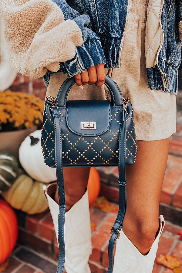 Premium Navy Faux Leather Studded Purse - Ultimate Style Upgrade