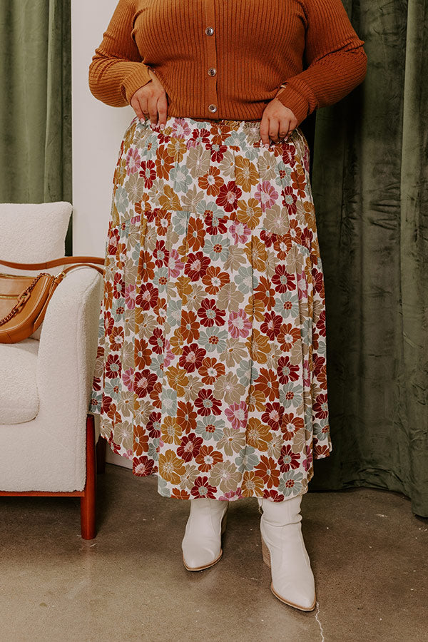 Premium Floral Midi Skirt - Ultimate Brunch Style