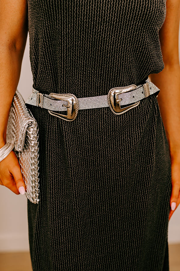 Premium Rhinestone Country Road Belt - Silver Sparkle Edition