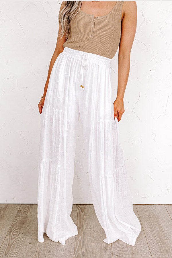 Premium High Waist Beach Pants - Ultimate Comfort in White