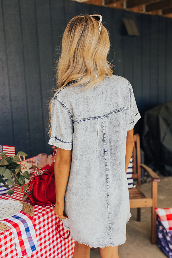 Premium Chambray Mini Dress - Medium Wash | Ultimate Summer Style