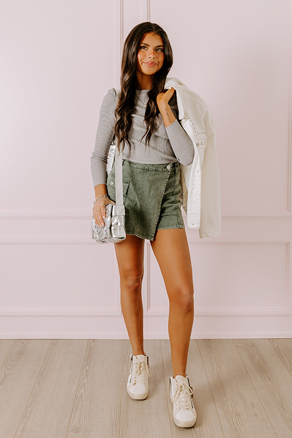 Premium Sage Denim Skort - Ultimate Style & Comfort