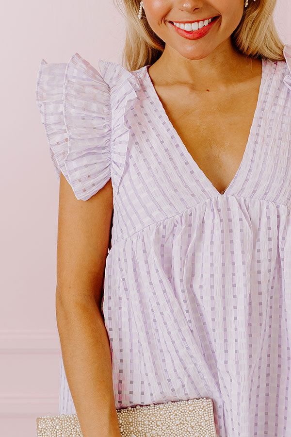 Premium Lavender Gingham Babydoll Romper - Spring It On Collection