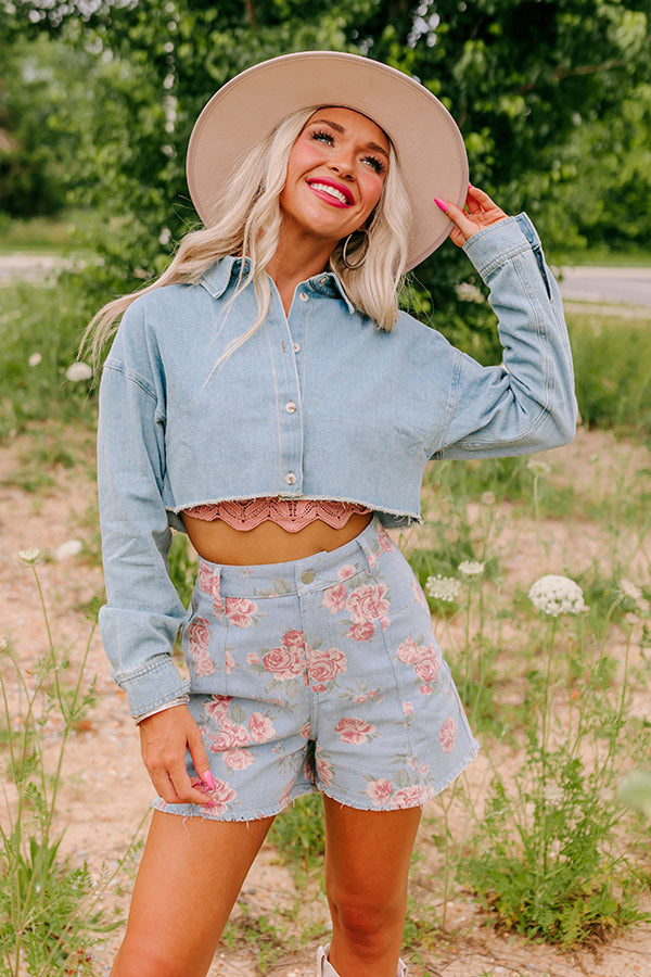 Premium Love Chambray Crop Top - Effortless Style