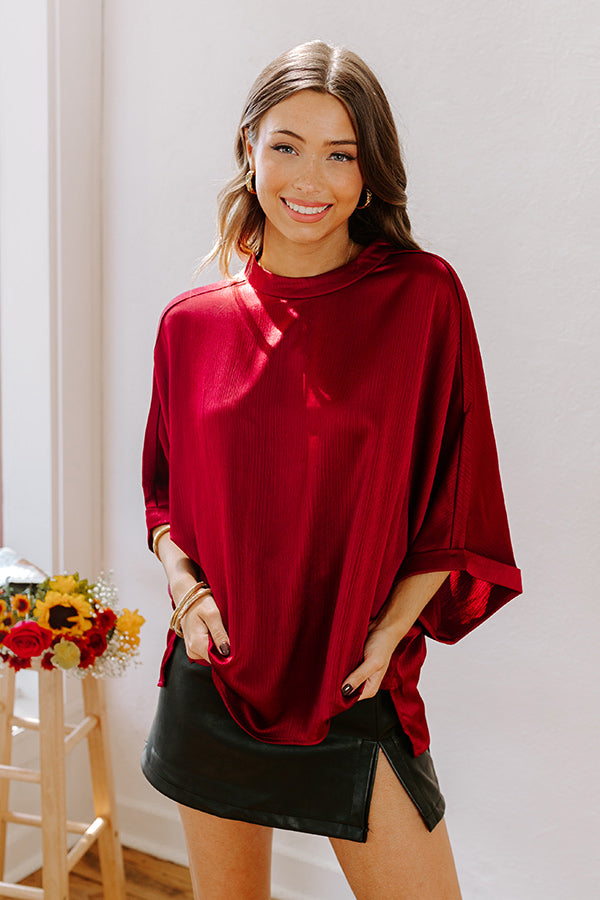 Premium City Lights Satin Top - Wine Elegance