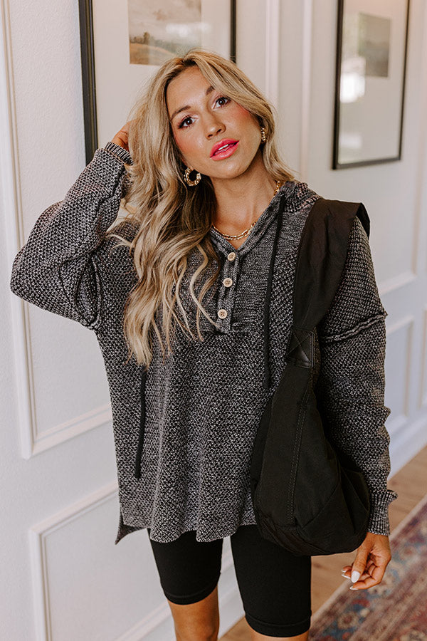 Premium Bonfire Cozy Knit Hoodie - Ultimate Comfort in Black