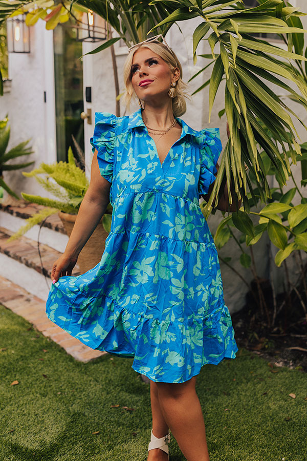 Ultimate Cabana Floral Mini Dress - Blue Curves