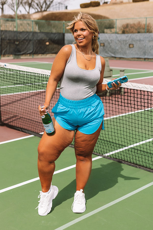 Ultimate High Waist Windbreaker Shorts - Ocean Blue Curves