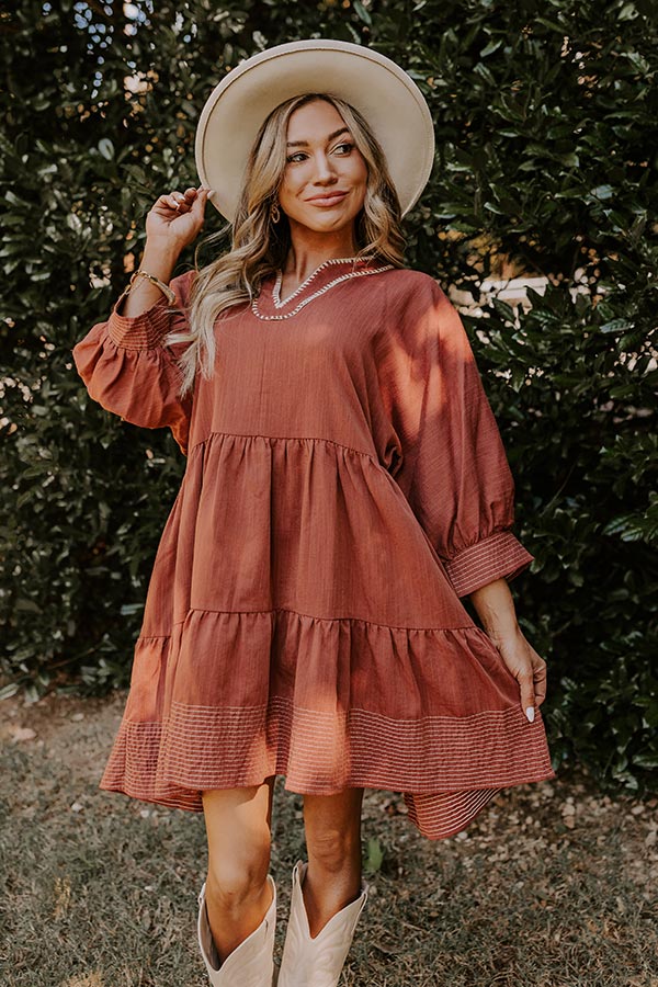 Premium Dreamy Moment Mini Dress in Rust - Ultimate Comfort & Style