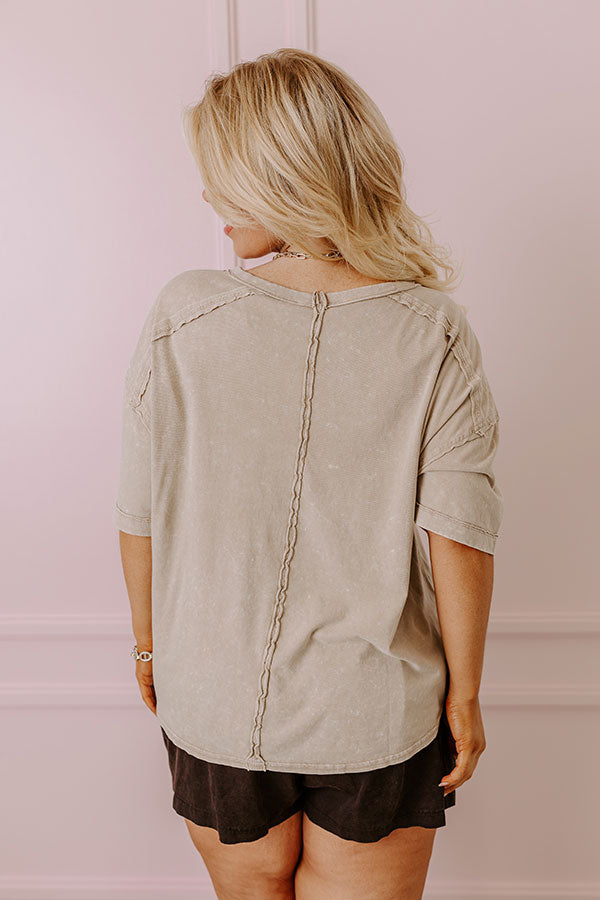 Premium Mineral Wash Tee: Relaxed Fit with Curved Hem