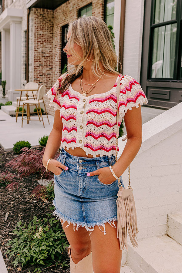 Premium Red Crochet Button-Up Top - Effortless Elegance