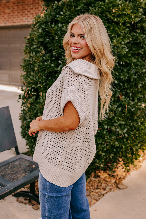 Premium Cozy Lifestyle Knit Top - Oatmeal Curves