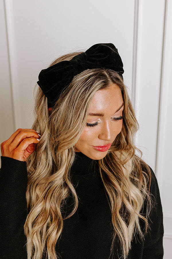 Premium Velvet Headband - Black Elegance