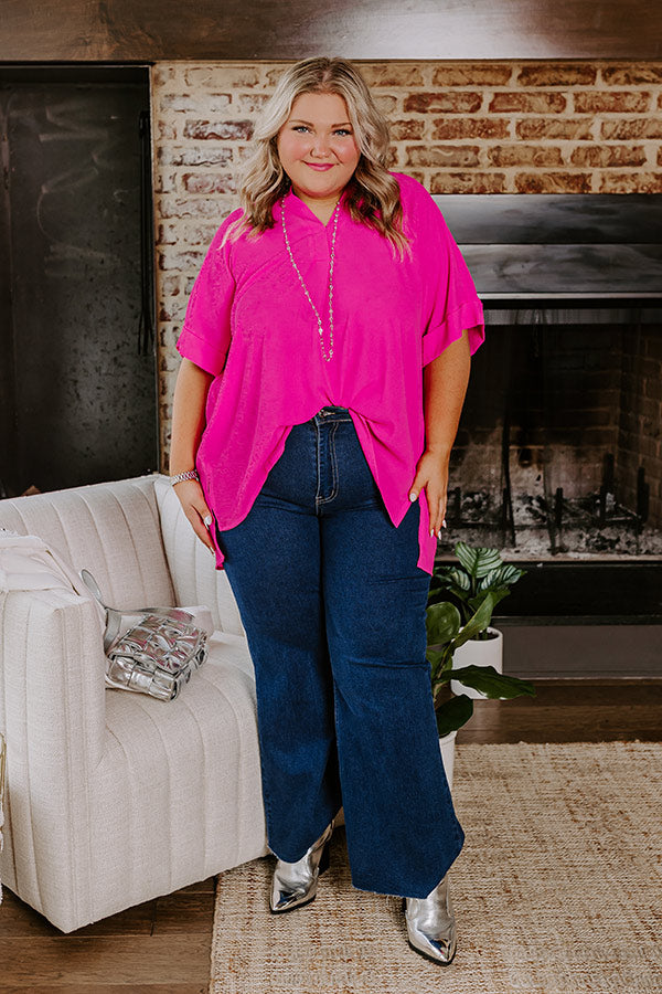 Premium City Escape Shift Top - Hot Pink Curves | Ultimate Urban Chic