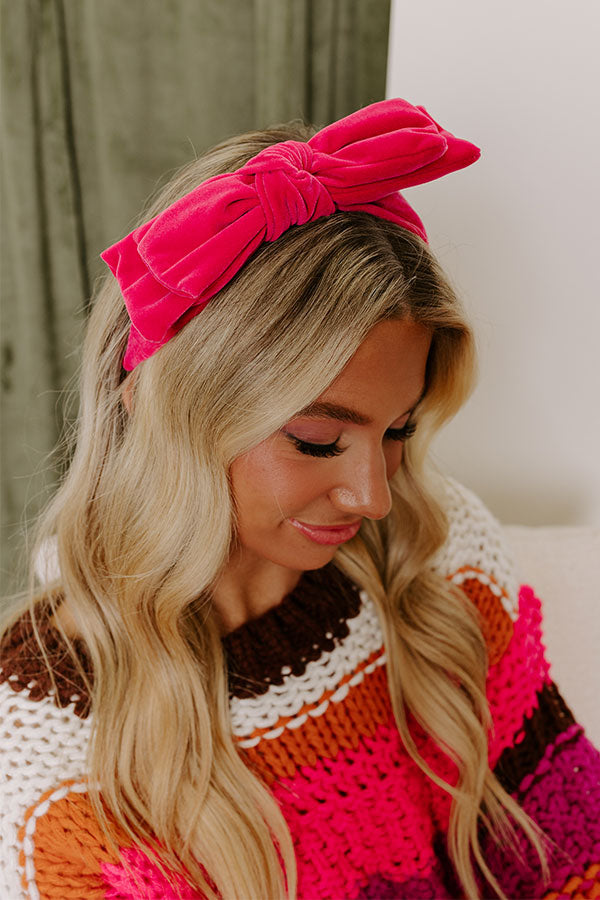Premium Velvet Elegance Headband - Hot Pink