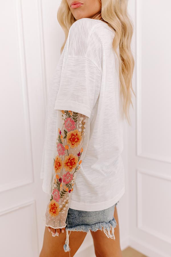 Premium Casual Twist Embroidered Tee - Ultimate Comfort in White