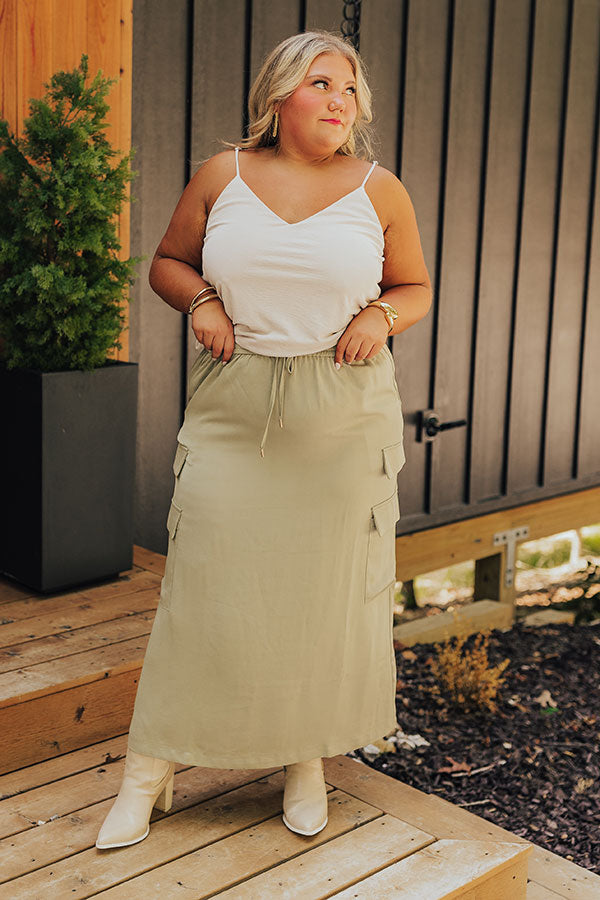 Ultimate Sage Curves High Waist Cargo Skirt - Central Park Stroll